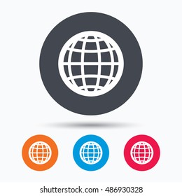 Globe icon. World or internet sign.