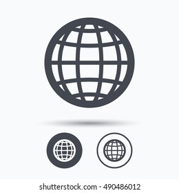 Globe icon. World or internet sign.