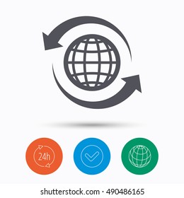 Globe icon. World or internet sign.