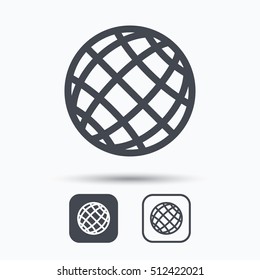 Globe icon. World or internet symbol. Square buttons with flat web icon on white background. Vector
