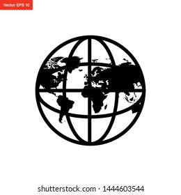 globe icon, world map icon vector