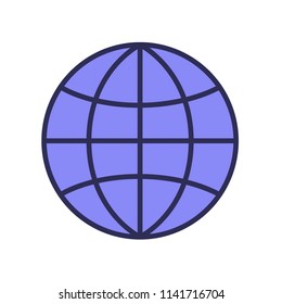 Globe icon, world, planet. Line colored flat vector illustration. Isolated on white background.