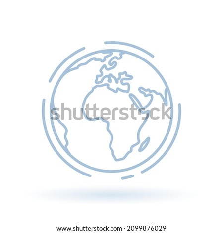 Globe icon. World sign. Earth symbol. Thin line icon on white background. Vector illustration.