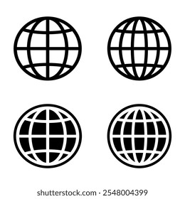 Icono del globo. Signo mundial. Símbolo global de la tierra. Icono mundial de internet. Global aislado sobre fondo blanco.
