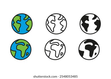 Ícone Globo. Sinal de mundo. Símbolo da Terra Global. Ícone mundial da Internet. Global isolado no fundo branco.