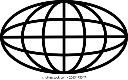 Globe Icon. World symbol. Oval globe. Icon world. Globe symbol