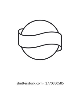 Globe Icon. World symbol. Round globe. Icon world. Earth logo template. Earth sign. Ribbon with text around an Earth. Logo template. Round logo. Map, space, travel, shape, emblem, sticker, ribbon.