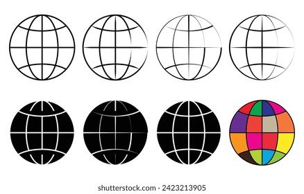 Globe icon, world icon, globe symbol vector illustration.