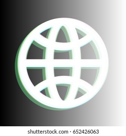 Globe Icon. World symbol. Vector. White icon with colored contours on gradient background.