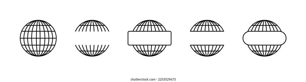 Globe icon. World vector set. Earth globe sign. Planet symbol. Black isolated globe icons set on white background.