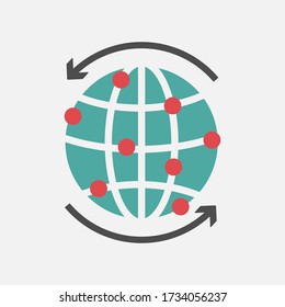 Icono de globo, diseño plano de icono mundial