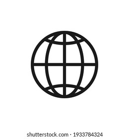 Globe Icon. World Wide Web Outline Symbol. Planet Sign. Vector Illustration Isolated On White