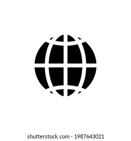 Globe icon. World wide web black silhouette symbol. Planet sign. Vector illustration isolated on white