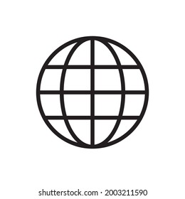 Globe icon. World wide web outline symbol. Planet sign. Internet pictogram. Vector illustration isolated on white