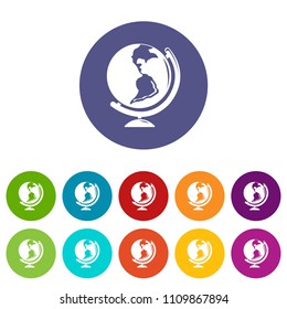 Globe icons color set vector for any web design on white background