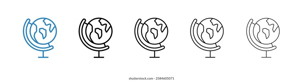 Globe icons in five different stroke sizes