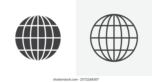 Globe icons. flat and line style set