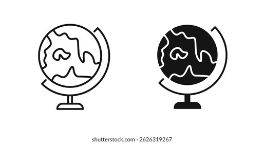 Globe icons in flat solid and thin line style