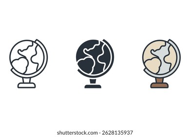 globe icons isolated on White Background. Flat style design