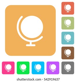 Globe icons on rounded square vivid color backgrounds.