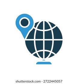 contorno de los iconos del globo y estilo plano, fondo transparente
