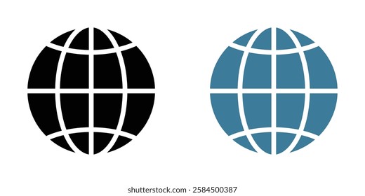 Globe icons pack in black and colored version