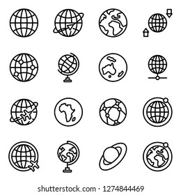 Globe icons pack. Isolated globe symbols collection. Graphic icons element