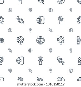 globe icons pattern seamless white background. Included editable outline CPU planet, globe dollar, qround the globe, signal, internet, planet icons. icons for web and mobile.