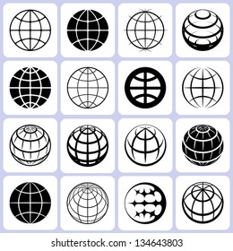 globe icons set