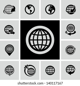 Globe icons set 