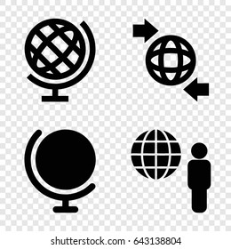 Globe icons set. set of 4 globe filled icons such as