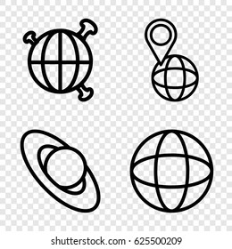 Globe icons set. set of 4 globe outline icons such as 