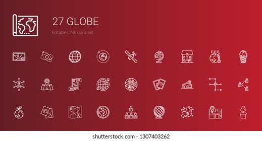 globe icons set. Collection of globe with worldwide, earth globe, networking, earth, map, planet earth, school, cards, internet, communications. Editable and scalable icons.