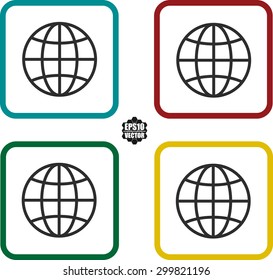 Globe icons set colorful border. Vector illustration