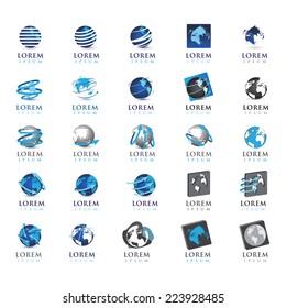 Globe Icons Set - Isolated On Gray Background - Vector Illustration, Graphic Design Editable For Your Design 
