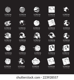 Globe Icons Set - Isolated On Black Background - Vector Illustration, Graphic Design Editable For Your Design 