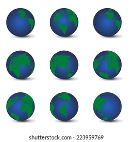 Globe Icons Set - Isolated On White Background - Vector Illustration, Graphic Design Editable For Your Design 