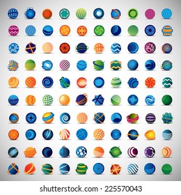 Globe Icons Set - Isolated On Gray Background - Vector Illustration, Graphic Design Editable For Your Design 