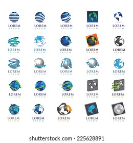 Globe Icons Set - Isolated On White Background - Vector Illustration, Graphic Design Editable For Your Design
