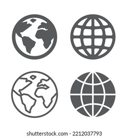 Globe icons set on white background