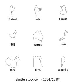 Globe icons set. Outline set of 9 globe vector icons for web isolated on white background