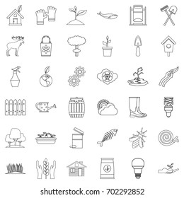 Globe icons set. Outline style of 36 globe vector icons for web isolated on white background