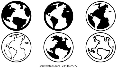 Globe icons set. Planet earth symbol collection. World planet earth icon line and flat style - stock vector.
