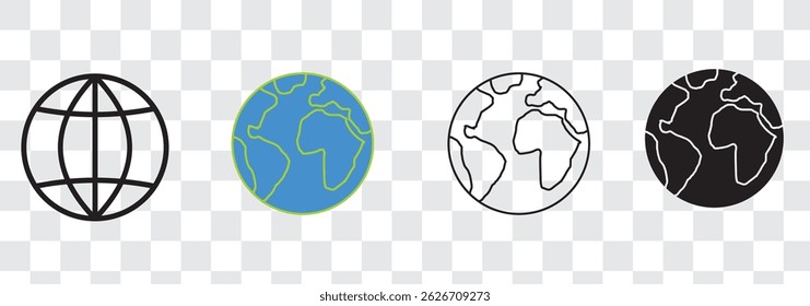 Globe icons set. Planet earth symbol collection. World planet earth icon line and flat style - stock vector.