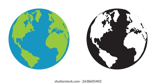 Globe icons set. Planet earth symbol collection. World planet earth icon line and flat style - stock vector.