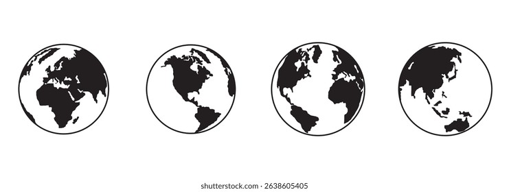 Globe icons set. Planet earth symbol collection. World planet earth icon line and flat style - stock vector.