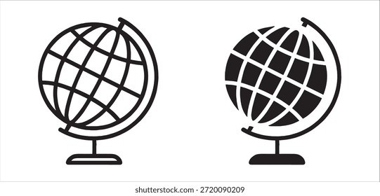 Conjunto de iconos de globo. Colección de símbolos del planeta tierra. World planet earth icon line and flat style - Vector de stock.