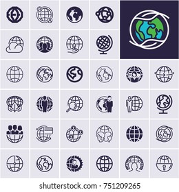 globe icons set, planet earth