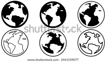 Globe icons set. Planet earth symbol collection. World planet earth icon line and flat style - stock vector.

