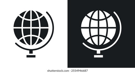 Globe icons in solid black and white colors